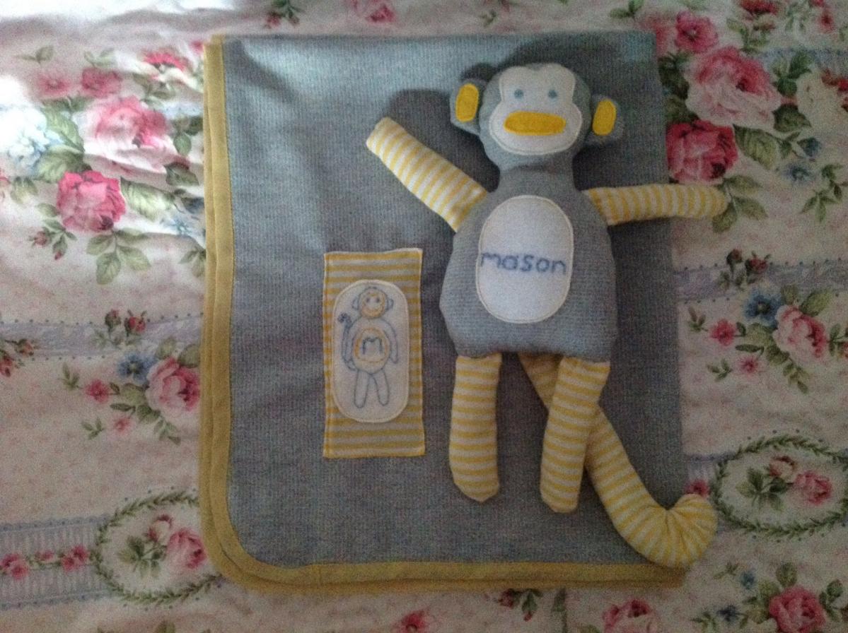 Baby Personalised Monkey Teddy. Handmade Gift For Boys, Babies, Baby Shower, Christenings, Christmas