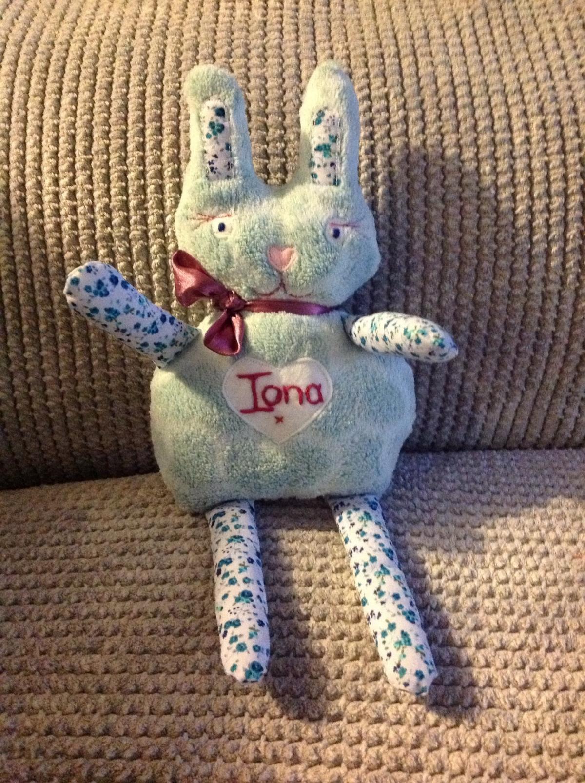 Baby Personalised Bunny Teddy. Handmade Gift For Babies, Baby Shower, Christenings